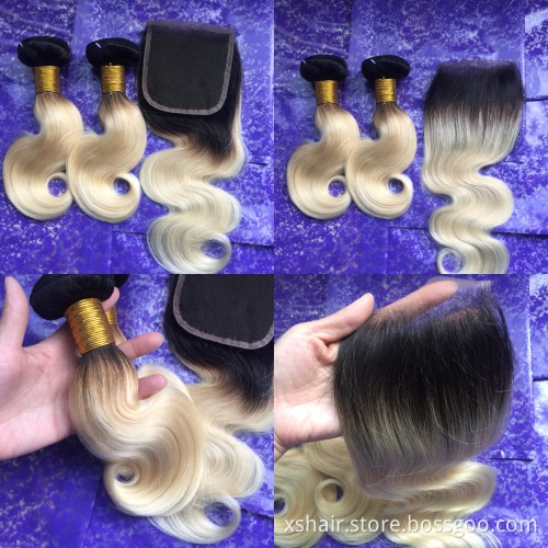 Honey Brown Blonde 1b 613 Straight 4*4 Lace Closure Ombre Human Hair Closure Body Wave Lace Frontal Natural Part Hair Closure